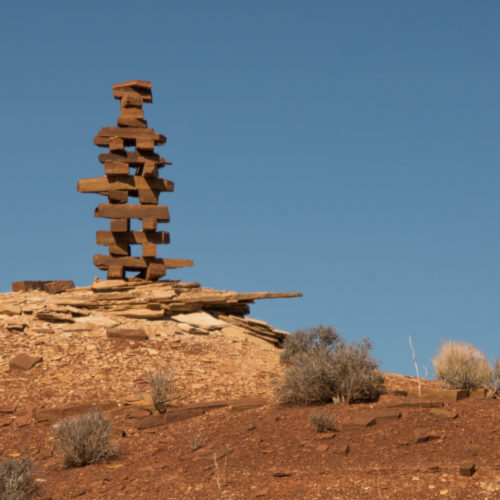 The red benches are a very hot and dry area that is hard to navigate. An old cowboy trail winds through here and it is sometime marked by these huge cairns, but they can be misleading because the Hayduke does not follow these cairns.
